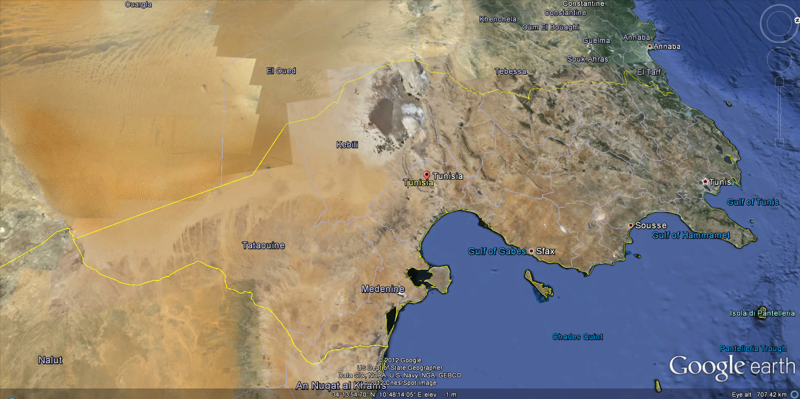 Tunisie Carte et Image Satellite